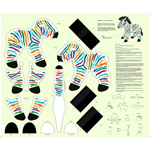 QT Fabrics Sew  and  Go VI 26811 X Rainbow Zebra Stuffable Craft Panel