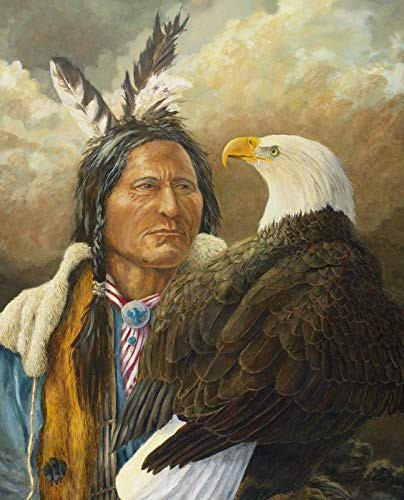 David Textiles Native American with Lone Eagle Panel 36 X 44 Cotton Fabric