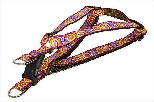 FlyFree Circles and Waves Dog Harness44 Pink  and  Orange - Medium