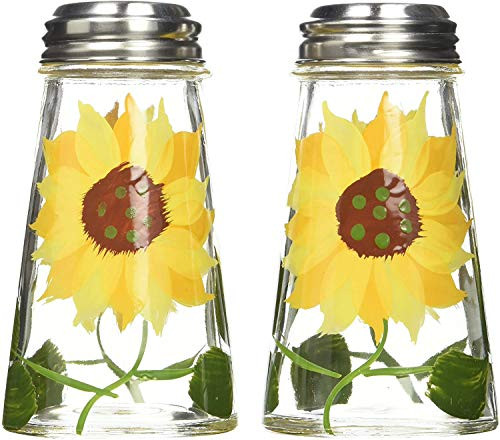 Grant Howard Hand Painted Tapered Salt and Pepper Shaker Set Sunflowers Yellow 2