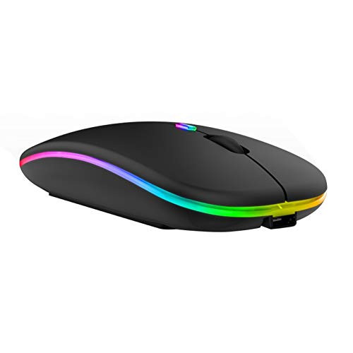 wpOP59NE Mouse 2.4G Wireless Bluetooth LED Mice USB Ergonomic Gaming Mouse for Laptop Computer Black 2.4G Lighting