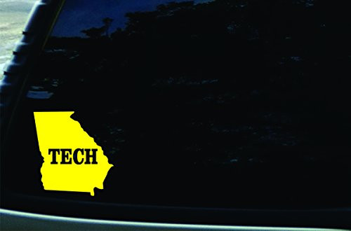 Stonehouse Decals 4.75 inch X 5 inch Georgia State Tech Yellow Vinyl DIE Cut Decal for Your car Truck Window Laptop MacBook