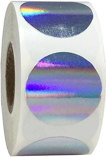 Holographic Silver Color Coding Labels for Organizing Inventory 1 1/4 Inch Round Circle Dots 500 Total Adhesive Stickers On A Roll