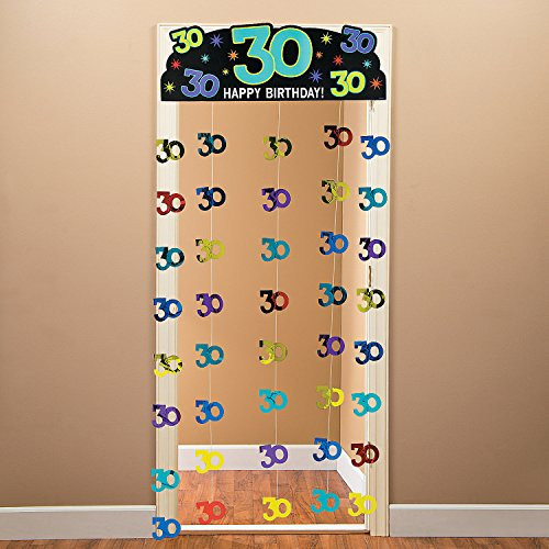 Fun Express - 30th Party Continues Doorway Curtain for Birthday - Party Supplies - Licensed Tableware - Misc Licensed Tableware - Birthday - 1 Piece