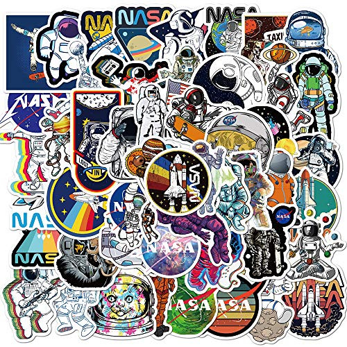 NASA Stickers for Water Bottles Space Explorer Galaxy Vinyl Sticker for Laptop Hydro Flask Car Bumper Skateboard Luggage Spaceman Spacecraft Universe Planet Graffiti Decals for Vsco Girl Boy 50 Pack