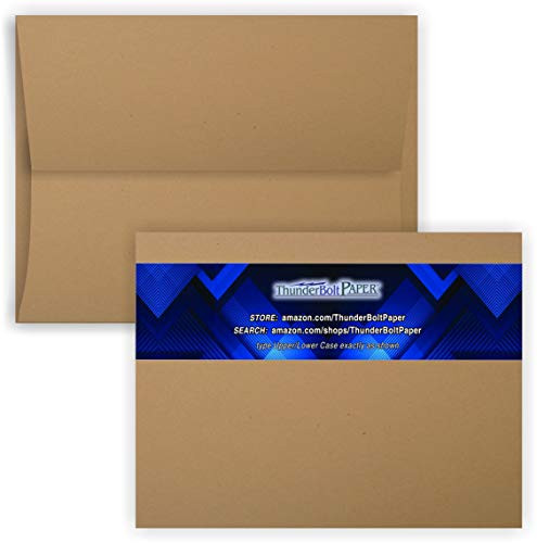 5X7 Cut Size Cards with A-7 Envelopes - Brown Kraft Fiber - 15 Sets - Matching Pack - Invitations Greeting Thank Yous Notes Holidays Weddings Birthdays Announcements - 80 Cardstock