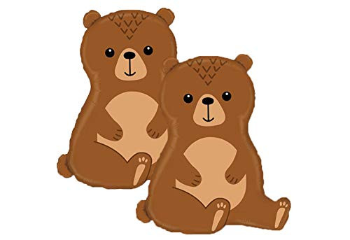 Set of 2 Adorable Woodland Brown Bear 34 inch Foil Party Balloons Set of 2 Adorable Woodland Brown Bear 34 inch Foil Party Balloons