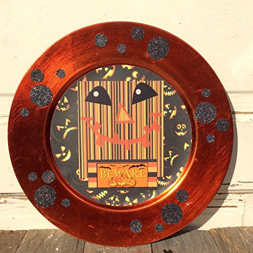 AGD Halloween Decor - Jack O Lantern Charger Plate Display Sign