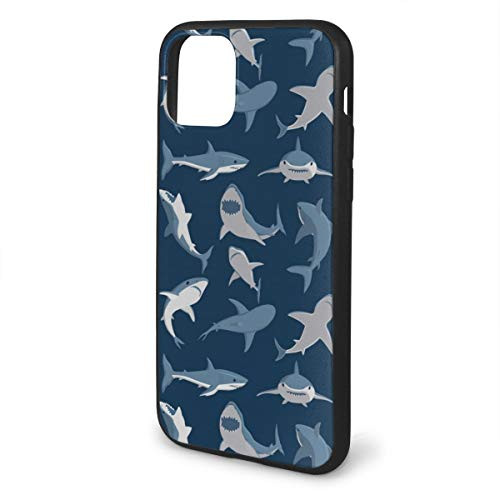 Uo1oh Shark iPhone 11 Mobile Phone Case Soft Microfiber Cloth Pad Shock and Drop Protection-Black