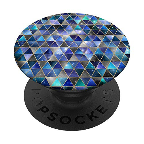 Isometric Galaxy Watercolor Geometric Triangles Blue PopSockets PopGrip Swappable Grip for Phones  and  Tablets
