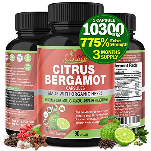 Citrus Bergamot Extract Capsules 10300mg and Berberine Olive Guggul Garlic Pine Bark Black Pepper - High Cholesterol Levels Lowering Supplements - Promotes Blood Sugar Pressure 3 Months Supply Citrus Bergamot Extract Capsules 10300mg and Berberine Olive Guggul Garlic Pine Bark Black Pepper - High Cholesterol Levels Lowering Supplements - Promotes Blood Sugar Pressure 3 Months Supply