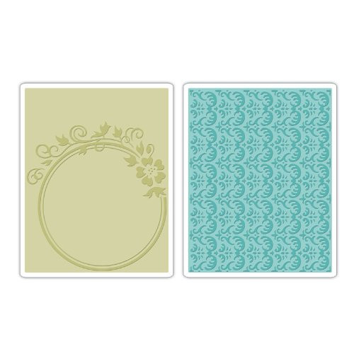 Sizzix Textured Impressions Embossing Folders 2PK - Circle Frame  and  Rosemary Set by BasicGrey