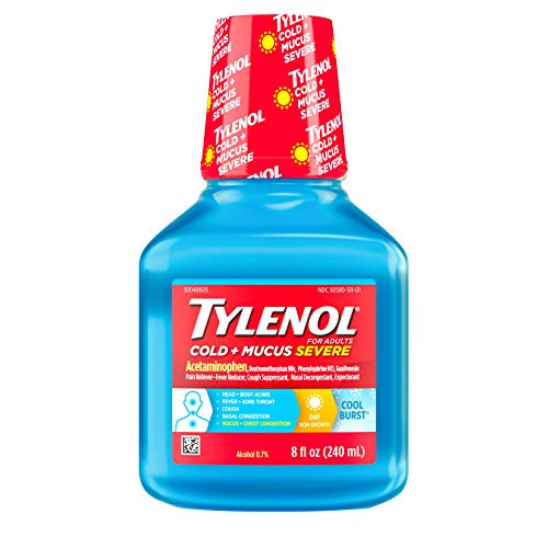 Tylenol Cold  Plus Mucus Severe Day Liquid for Congestion Relief Cool Burst 8 fl. Oz