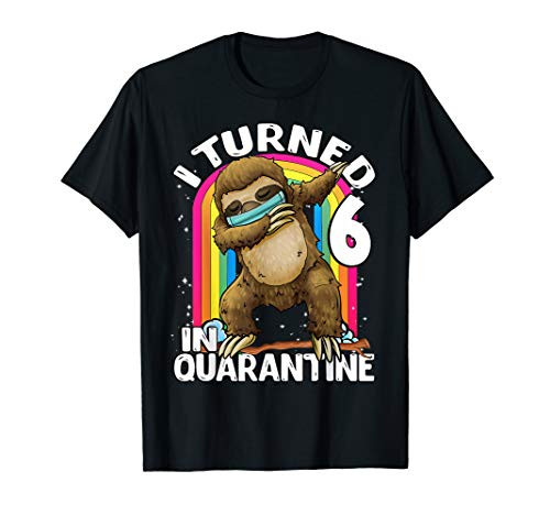 I Turned 6 In Quarantine DABBING Sloth 6th Birthday Kids T-Shirt