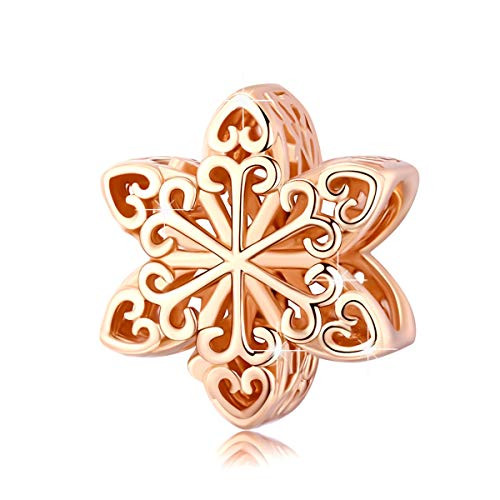 BAMOER 925 Sterling Silver Christmas Charms Snowflake Beads Charm Christmas Jewelry for Women -Rose Gold Snowflake 1- BAMOER 925 Sterling Silver Christmas Charms Snowflake Beads Charm Christmas Jewelry for Women -Rose Gold Snowflake 1-