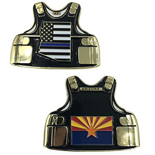 D-004 Arizona Leo Thin Blue Line Police Vest State Flag Challenge Coins