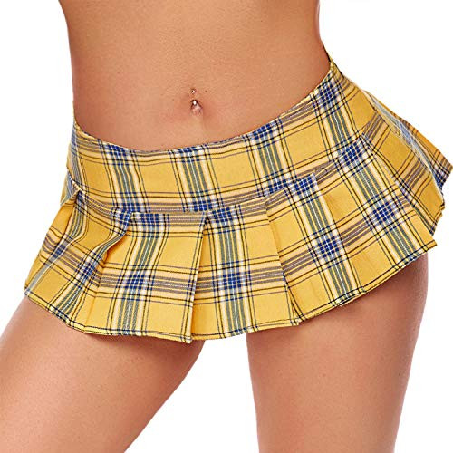 Avidlove Lingerie Women Role Play Costume Mini Plaid Skirt Schoolgirl Outifts -XXL Yellow-Plaid Skirt-- Avidlove Lingerie Women Role Play Costume Mini Plaid Skirt Schoolgirl Outifts -XXL Yellow-Plaid Skirt--