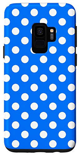 Galaxy S9 Blue White Polka Dot Circle Pattern Gift for Girls Women Case