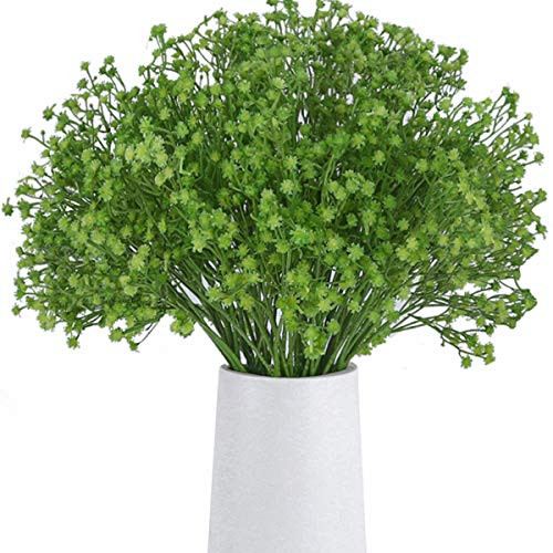 BOMAROLAN Artificial Baby Breath Flowers Fake Gypsophila Bouquets 12 Pcs Fake Real Touch Flowers for Wedding Decor DIY Home Party -Green-