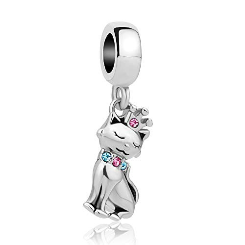 Charmed Craft Dangle Cute Cat Charm Beads for Snake Chain Bracelets