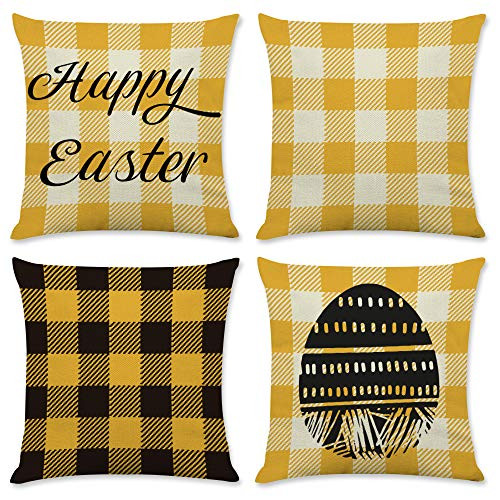 LANGFON Easter Pillow Covers 18 x 18 Set of 4 Streak Pillow Cover Easter Egg and Happy Easter Throw Pillow Cover Easter Decorative Pillow Covers Zippered Square Pillowcase for Home Car Sofa Decor LANGFON Easter Pillow Covers 18 x 18 Set of 4 Streak Pillow Cover Easter Egg and Happy Easter Throw Pillow Cover Easter Decorative Pillow Covers Zippered Square Pillowcase for Home Car Sofa Decor