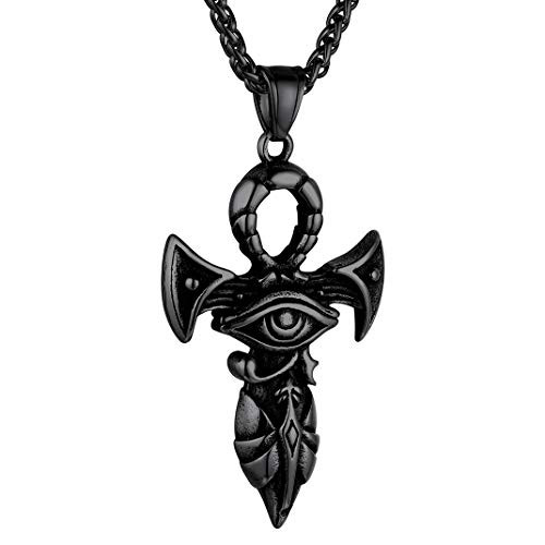 GOLDCHIC JEWELRY Black Eye of Horus on Ankh Cross Anubis Necklace Ancient Egyptian Symbol of Protection Amulet Jewelry GOLDCHIC JEWELRY Black Eye of Horus on Ankh Cross Anubis Necklace Ancient Egyptian Symbol of Protection Amulet Jewelry