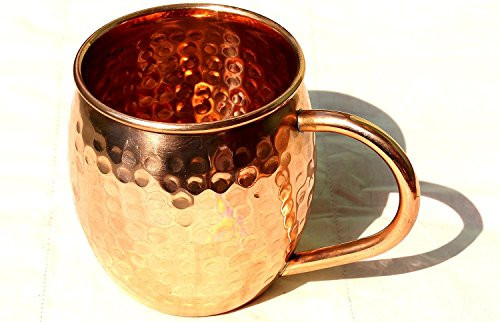 STREET CRAFT Hand Hammered Copper Barrel Mug Cup for Moscow Mules Capacity 16 Ounce