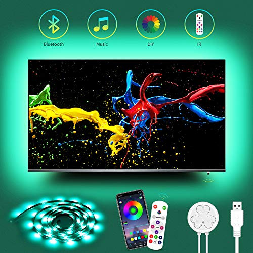 TV LED Backlight Hiromeco 8.2FT Bluetooth TV Led Lights for 30-60inch Music Sync to Color Changing Light Strips Kit USB Powered Bias Lighting TV LED Lights for TV PCParty