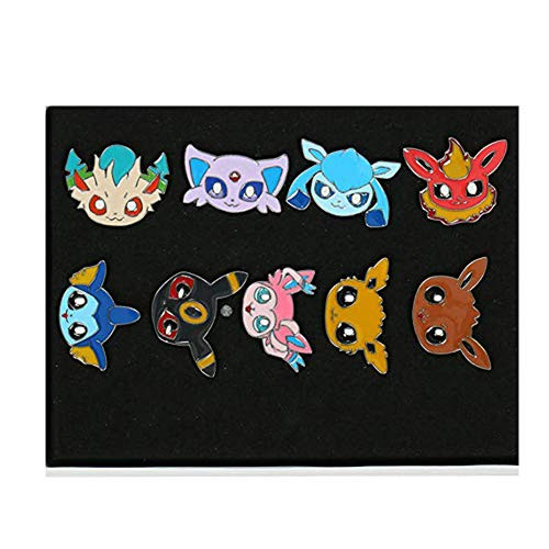 Kanto Gym Badges Eevee Umbreon Sylveon Vaporeon Espeon Metal Pins Set of 9PCS