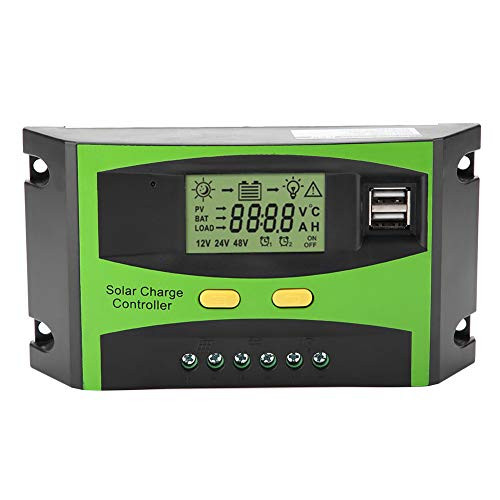 Solar Charge Controller 12V 24V 20A PWM Smart Dual USB Solar Panel Charge Controller Regulator LCD Display with Power Off Memory Function