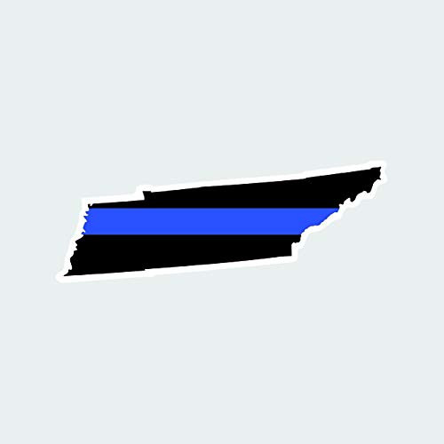 Tennessee State Shaped Thin Blue Line Sticker Self Adhesive Vinyl Decal FA Graphix TN - 22.00 Wide