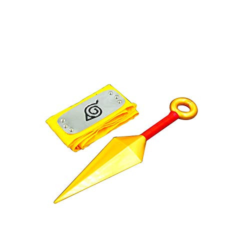 Naruto Shippuden Cosplay Konoha Ninja Headband Kunai Sets -Yellow 4-
