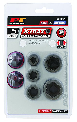 Performance Tool W38918 3/8 Dr. 5 Piece Bolt Extractor Set (Metric/SAE)