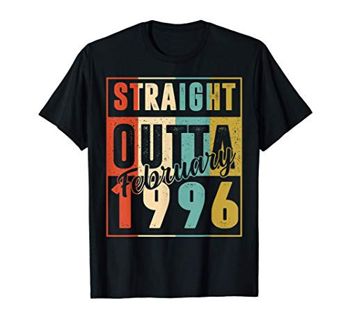 25 Years Old Birthday Gift Straight Outta February 1996 T-Shirt 25 Years Old Birthday Gift Straight Outta February 1996 T-Shirt