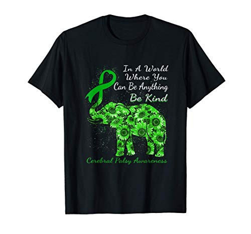 Cerebral Palsy Awareness Sunflower Elephant Be Kind T-Shirt