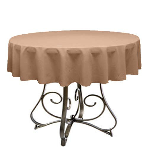 KS LINENS Polyester Round Tablecloth 54 inch -Taupe-