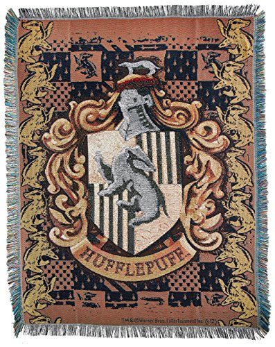 Warner Brothers JK Rowling Harry Potter,Hufflepuff Crest Woven Tapestry Throw Blanket, 48" x 60"