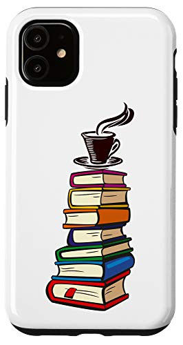 iPhone 11 coffee cup on a stack of books lovers cool brown drink mug Case