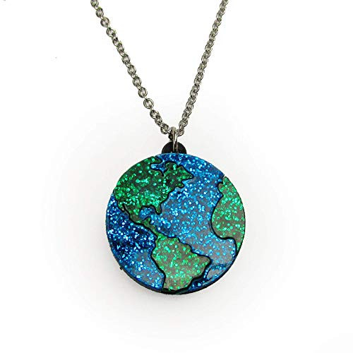 Flat Earth World Planet Globe Pendant Necklace Space Planets Science Teacher Present Jewelry