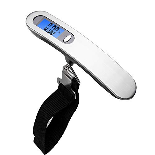 YiMiky Digital Hanging Luggage Scale 110lb/50kg Portable Handheld Baggage Scale Suitcase Travel Weighing Scale 4 Weighting Units Convert Blue Backlit LCD Display Electronic Scale -A01- YiMiky Digital Hanging Luggage Scale 110lb/50kg Portable Handheld Baggage Scale Suitcase Travel Weighing Scale 4 Weighting Units Convert Blue Backlit LCD Display Electronic Scale -A01-