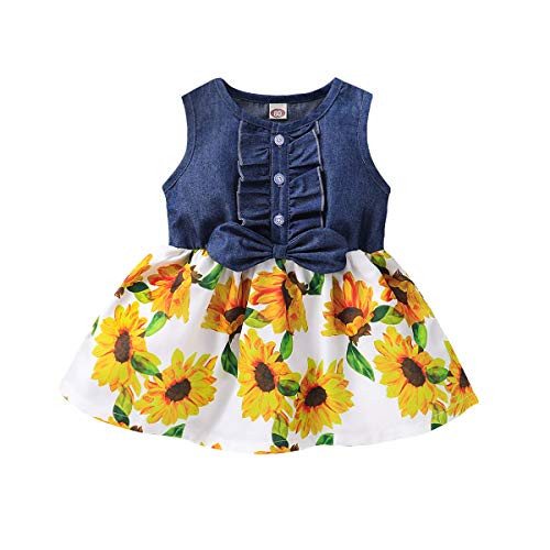 NALONATA Toddler Baby Girl Outfits Baby Sunflower Princess Dresses Denim Summer Sleeveless Clothes Jean Floral Tutu Skirts Yellow 3-4T NALONATA Toddler Baby Girl Outfits Baby Sunflower Princess Dresses Denim Summer Sleeveless Clothes Jean Floral Tutu Skirts Yellow 3-4T