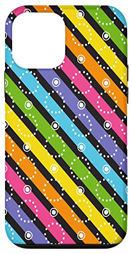 iPhone 12 mini Colorful Rainbow Stripe Pattern Circle Dot Overlay Case