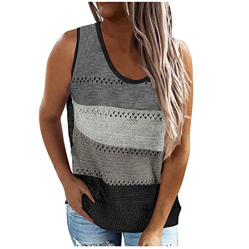 Masbird Tank Tops for Women Dressy Womens Summer Tank Tops Crew Neck Sleeveless Solid Color Casual Loose Fit Tee Shirts Black