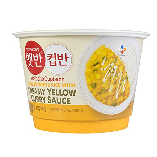 Korean CJ Cupbahn Hetbahn Microwavable Rice Bowls - Yellow Cream Curry Rice -