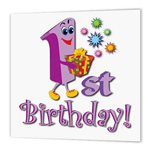 3dRose ht_63099_2 1St Birthday Party Design Iron on Heat Transfer Paper for White Material 6 by 6 inch