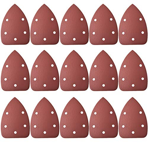 uxcell Detail Sander Sandpaper Triangular Sanding Paper Hook and Loop Sanding Pads Triangle Oscillating Multi Tool 1500 Grits 5 Holes 15pcs