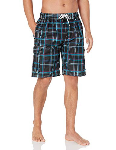 Kanu Surf Mens Swim Trunks -Regular  and  Extended Sizes- Miles Black XX-Large