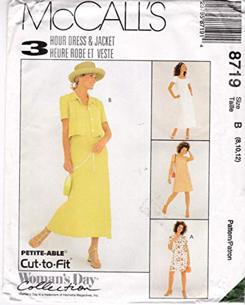Dress and Jacket Patterns Unlined Box Jackets A-Line Knee or Ankle Length Easy McCalls Sewing Pattern 8719 Misses Size 8 10 12 Dress and Jacket Patterns Unlined Box Jackets A-Line Knee or Ankle Length Easy McCalls Sewing Pattern 8719 Misses Size 8 10 12