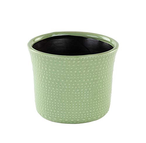 Napco 22089 Ceramic Textured Hobnail Planter/Cache Pot Green