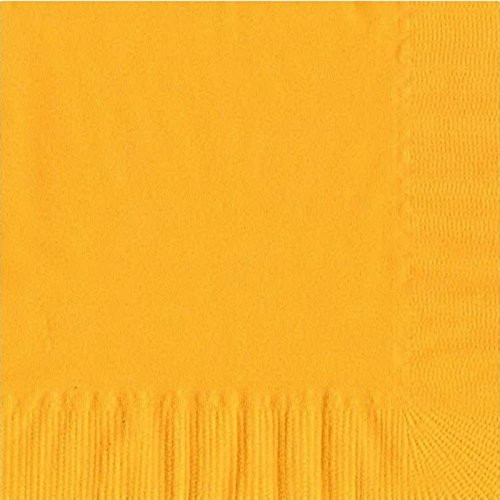 50 Plain Solid Colors Luncheon Dinner Napkins Paper - Harvest Yellow/School Bus Yellow